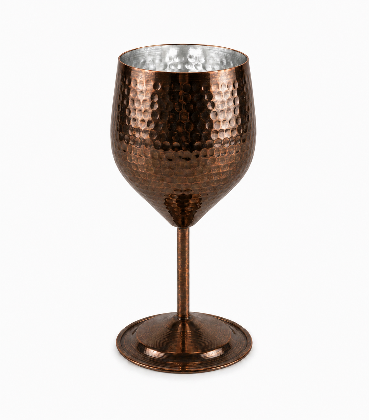 Handcrafted Hammered Copper Wine Goblet Set of 2