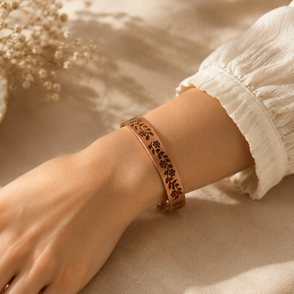 Handcrafted Natural Copper Cuff Bracelet - Laser Engraved