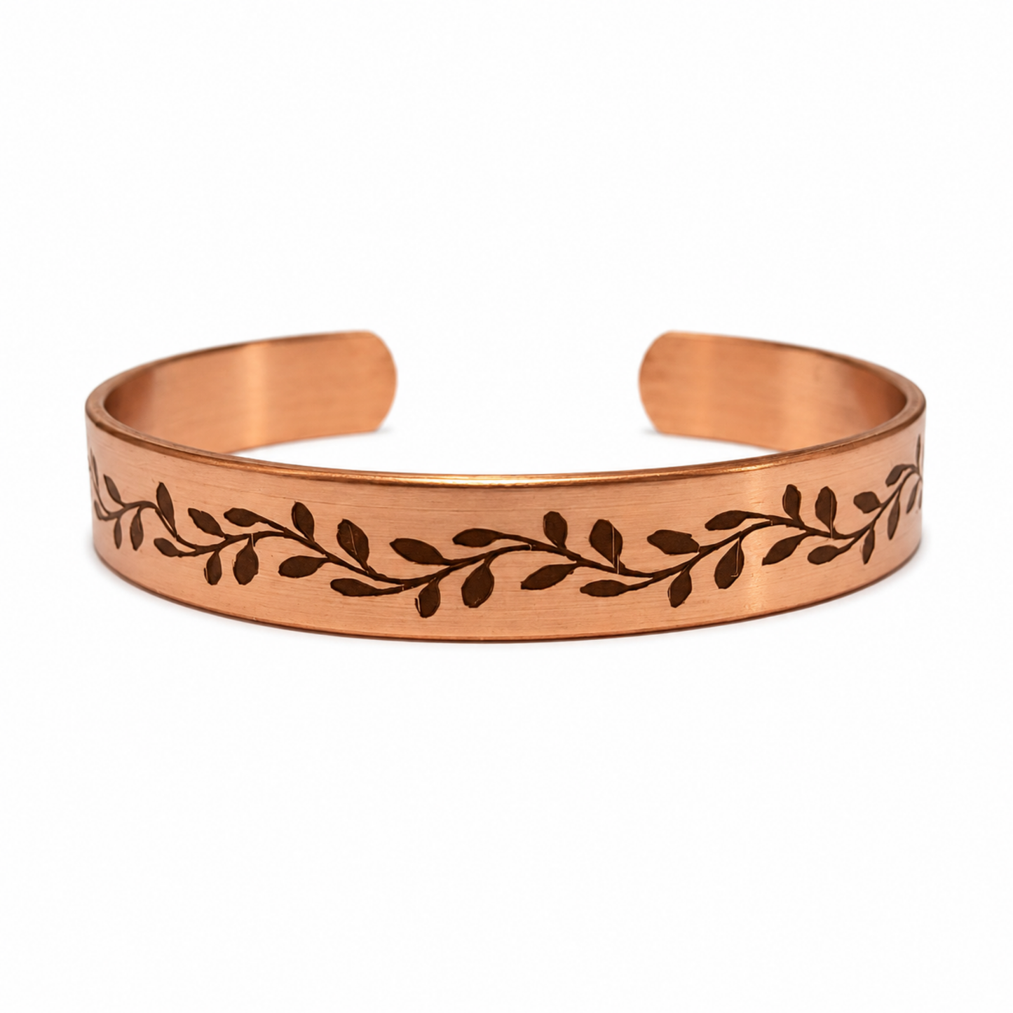 Handcrafted Natural Copper Cuff Bracelet - Laser Engraved