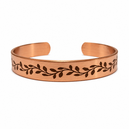 Handcrafted Natural Copper Cuff Bracelet - Laser Engraved