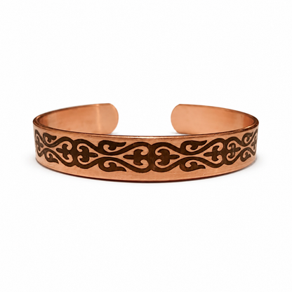 Handcrafted Natural Copper Cuff Bracelet - Laser Engraved