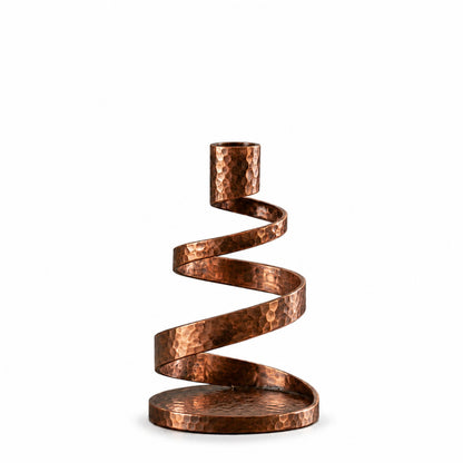 Handcrafted Hammered Copper Spiral Candle Holder