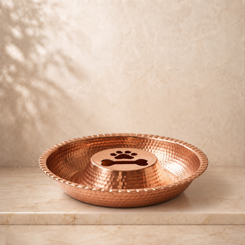Handcrafted Pure Copper Double-Sided Pet Bowl