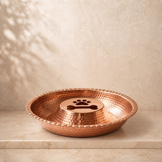Handcrafted Pure Copper Double-Sided Pet Bowl