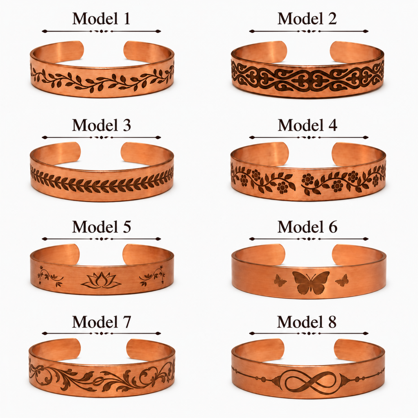 Handcrafted Natural Copper Cuff Bracelet - Laser Engraved