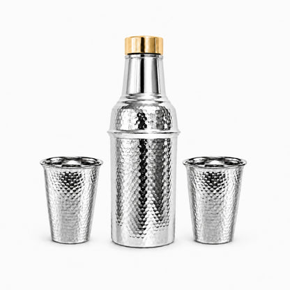 Copper Bottle Set with Brass Lid – Tin-Lined Cups, Handcrafted