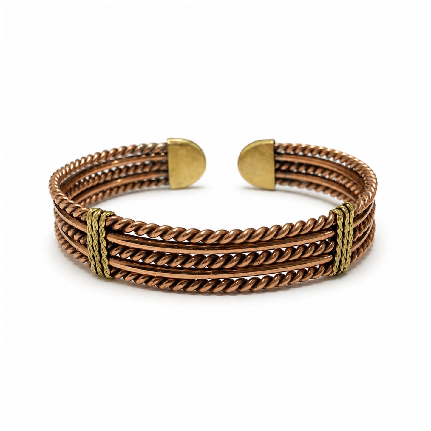 Handcrafted Natural Copper Cuff Bracelet - Braided Model
