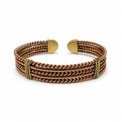 Handcrafted Natural Copper Cuff Bracelet - Braided Model
