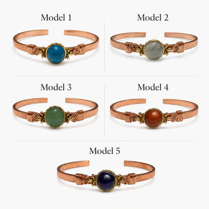 Handcrafted Natural Copper Stone Cuff Bracelet