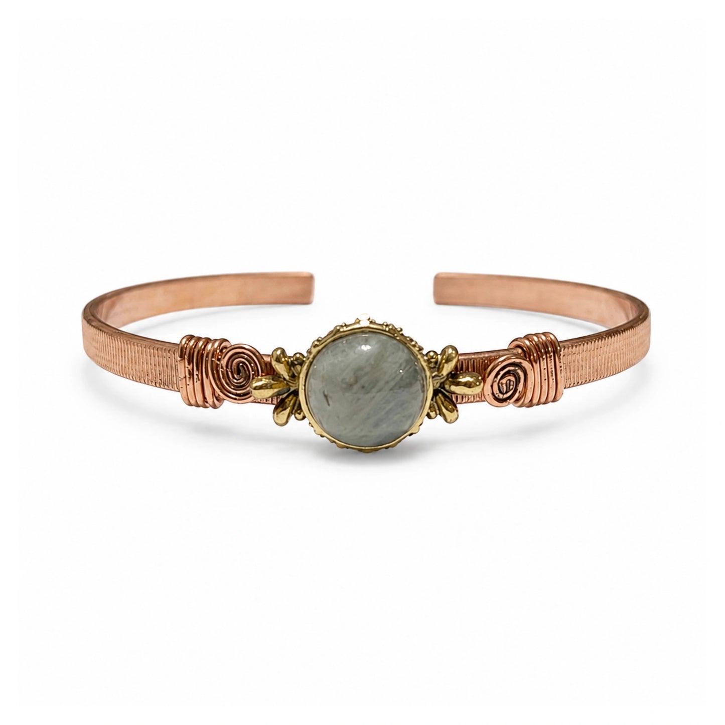 Handcrafted Natural Copper Stone Cuff Bracelet