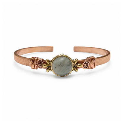 Handcrafted Natural Copper Stone Cuff Bracelet