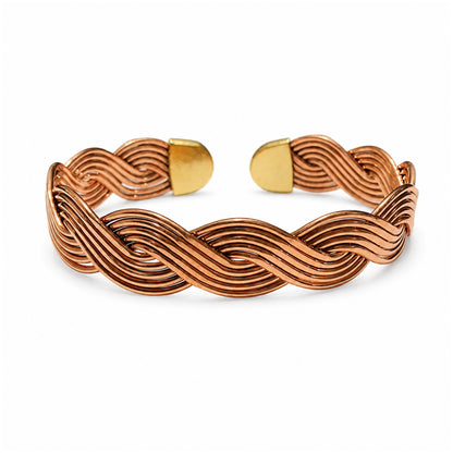 Handcrafted Natural Copper Cuff Bracelet - Braided Model