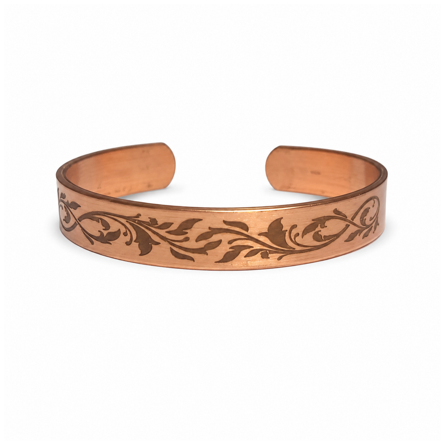 Handcrafted Natural Copper Cuff Bracelet - Laser Engraved
