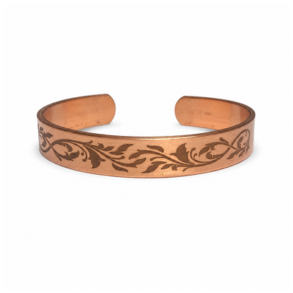 Handcrafted Natural Copper Cuff Bracelet - Laser Engraved
