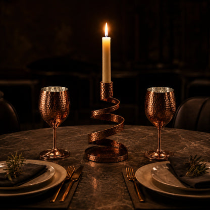 Copper Wine Glass Set of 2 – Hammered, Tin-Lined, Handcrafted