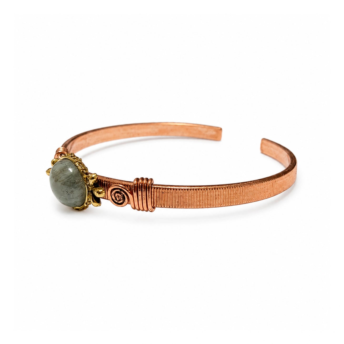 Handcrafted Natural Copper Stone Cuff Bracelet