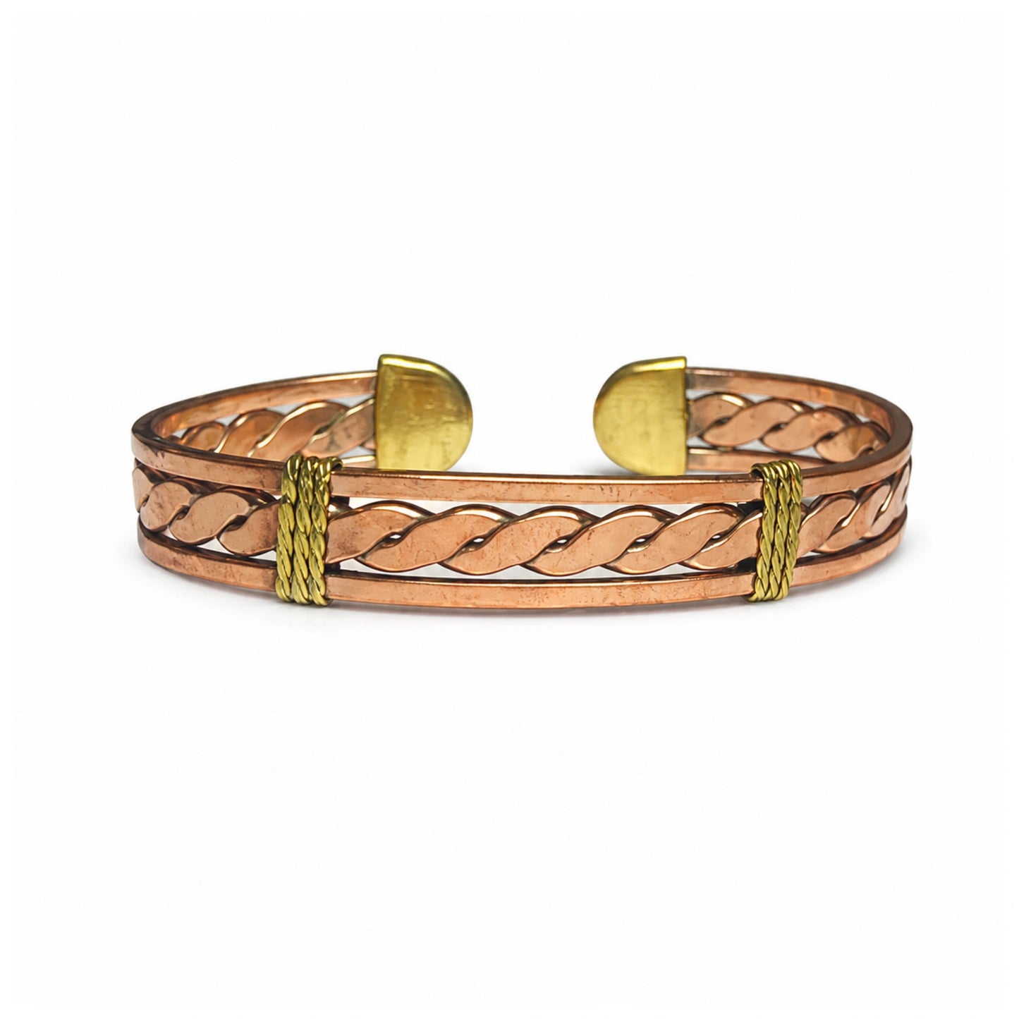 Handcrafted Natural Copper Cuff Bracelet - Braided Model