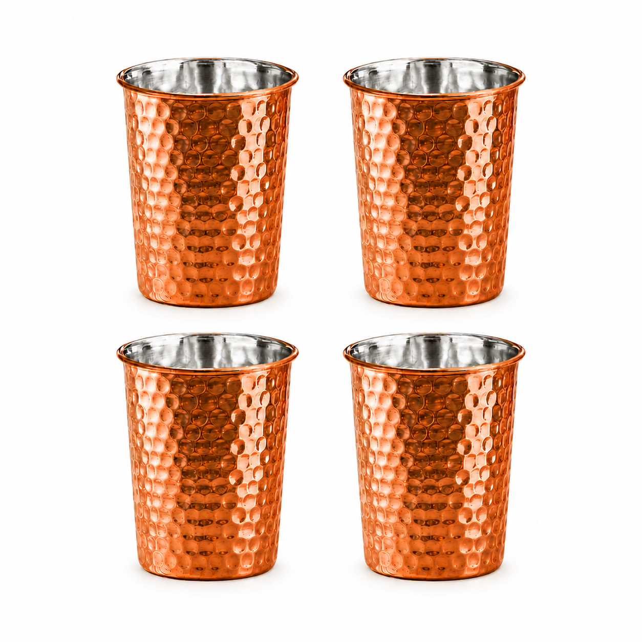 Handcrafted Hammered Copper Cup Set – Tin-Lined Drinking Tumbler