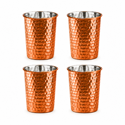 Handcrafted Hammered Copper Cup Set – Tin-Lined Drinking Tumbler