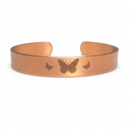 Handcrafted Natural Copper Cuff Bracelet - Laser Engraved