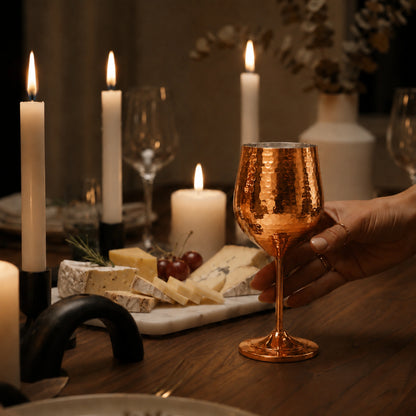 Copper Wine Glass Set of 2 – Hammered, Tin-Lined, Handcrafted