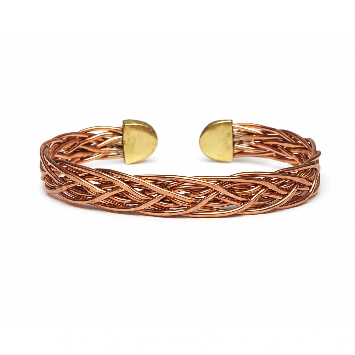 Handcrafted Natural Copper Cuff Bracelet - Braided Model