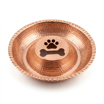 Handcrafted Pure Copper Double-Sided Pet Bowl