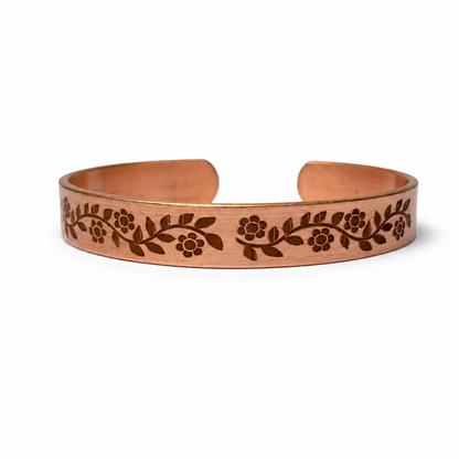 Handcrafted Natural Copper Cuff Bracelet - Laser Engraved