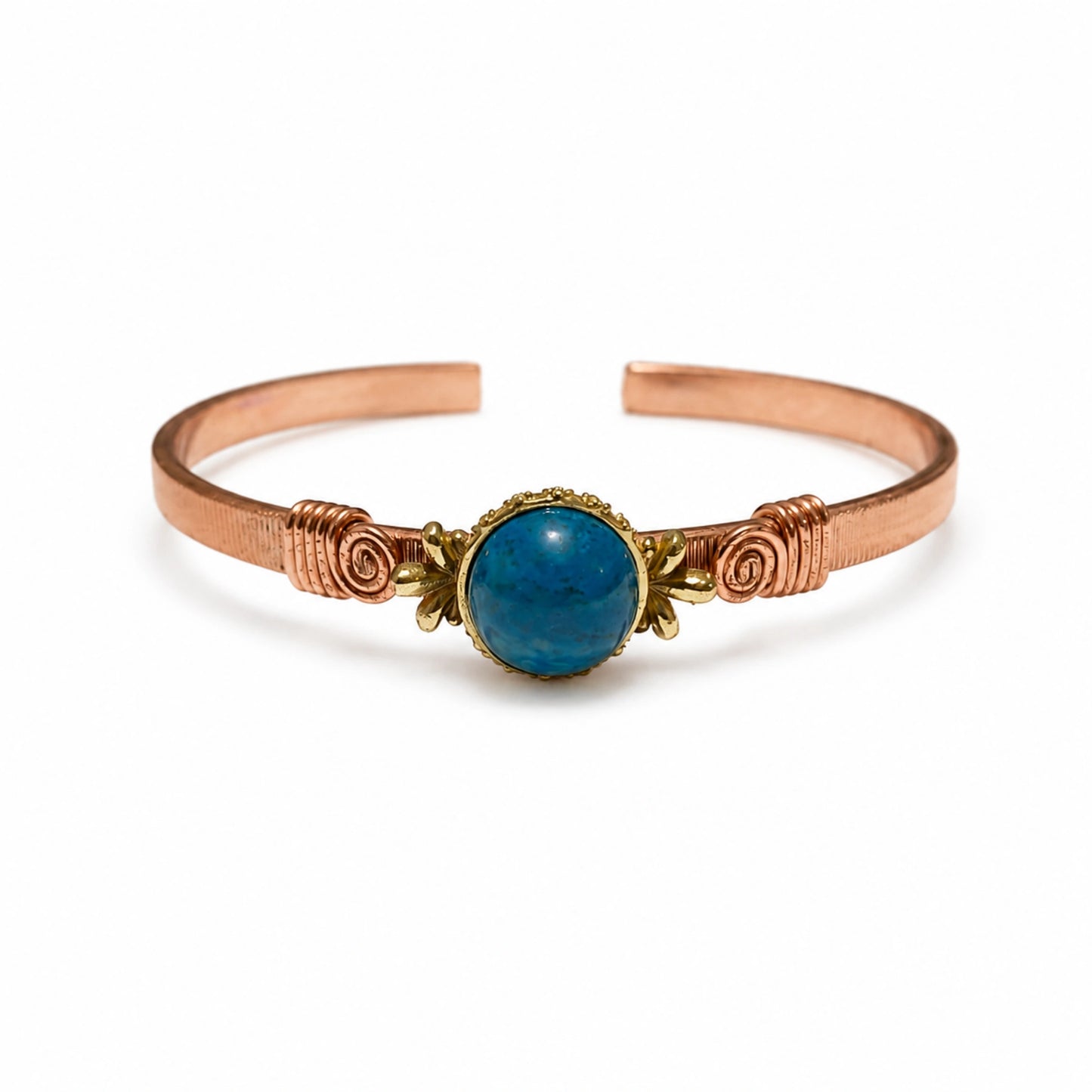 Handcrafted Natural Copper Stone Cuff Bracelet