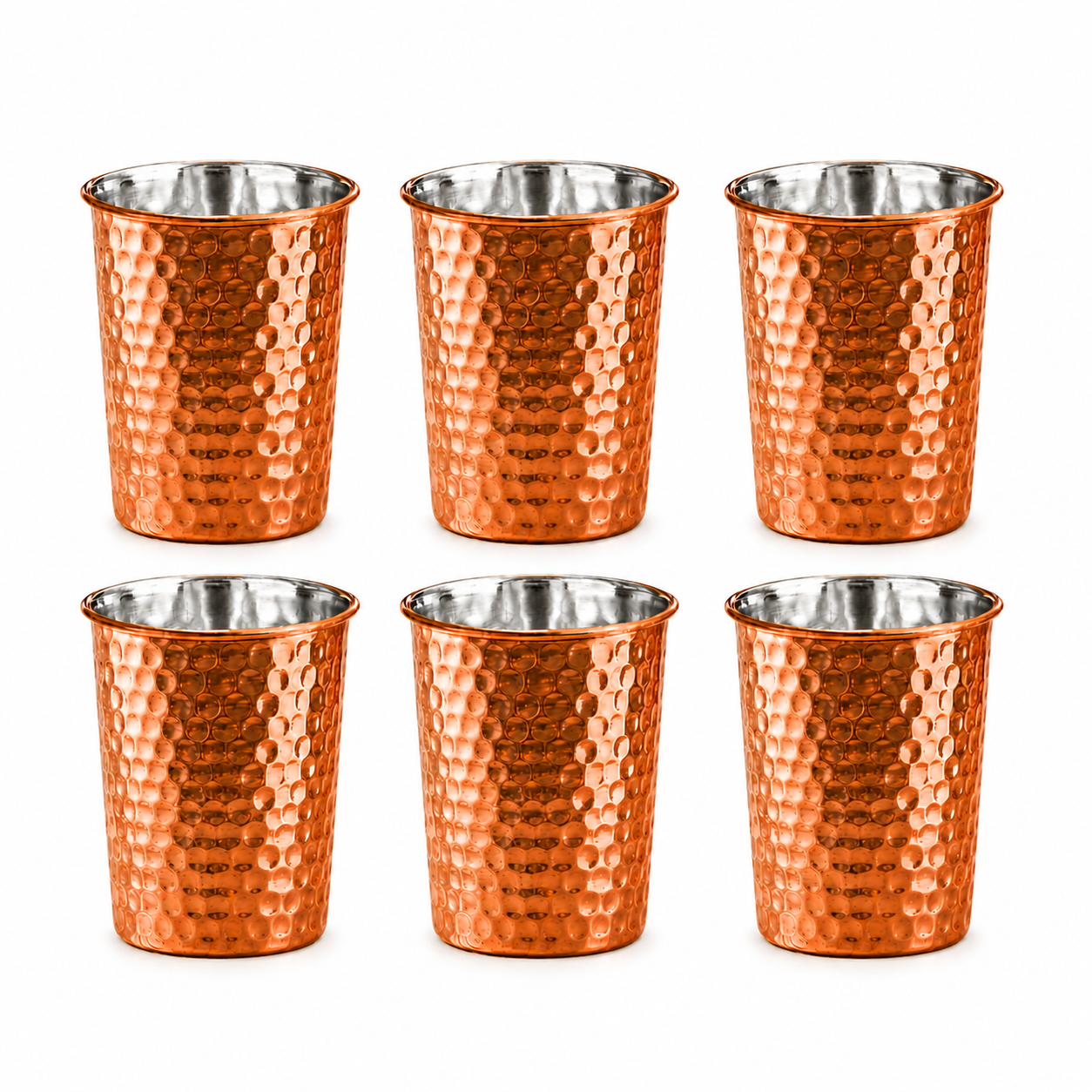 Handcrafted Hammered Copper Cup Set – Tin-Lined Drinking Tumbler