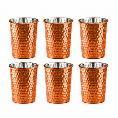 Handcrafted Hammered Copper Cup Set – Tin-Lined Drinking Tumbler
