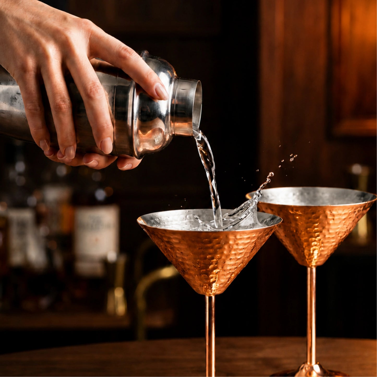 Copper Martini Glass Set of 2 – Handcrafted Home Bar Gift