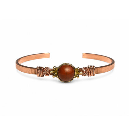 Handcrafted Natural Copper Stone Cuff Bracelet