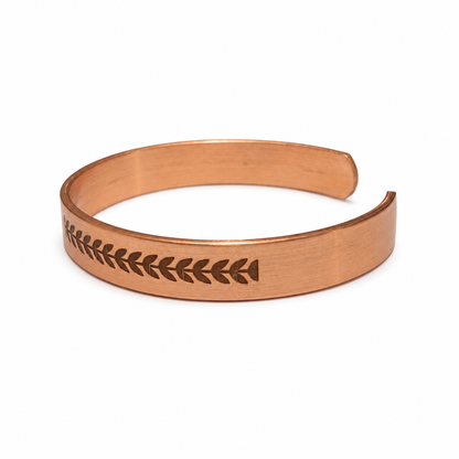 Handcrafted Natural Copper Cuff Bracelet - Laser Engraved