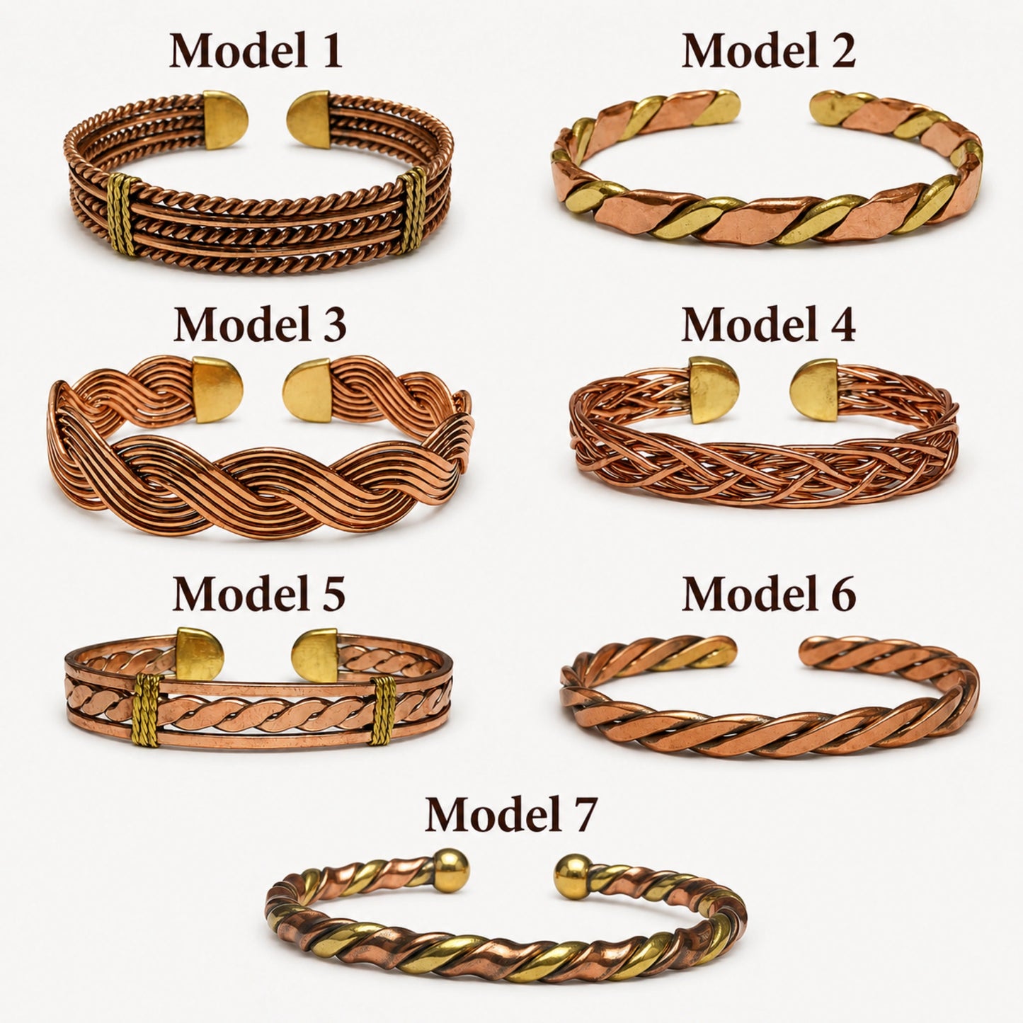 Handcrafted Natural Copper Cuff Bracelet - Braided Model
