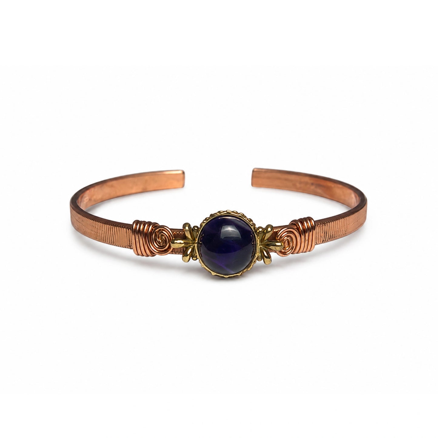 Handcrafted Natural Copper Stone Cuff Bracelet