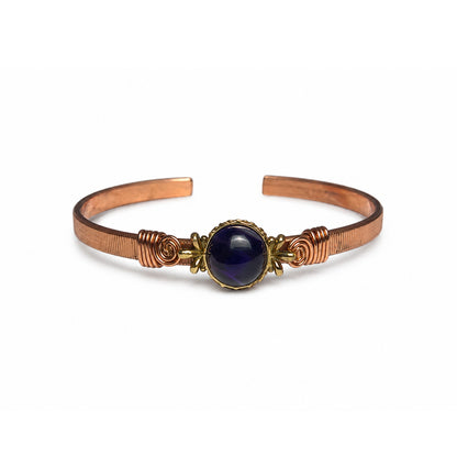 Handcrafted Natural Copper Stone Cuff Bracelet
