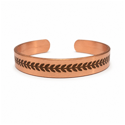 Handcrafted Natural Copper Cuff Bracelet - Laser Engraved