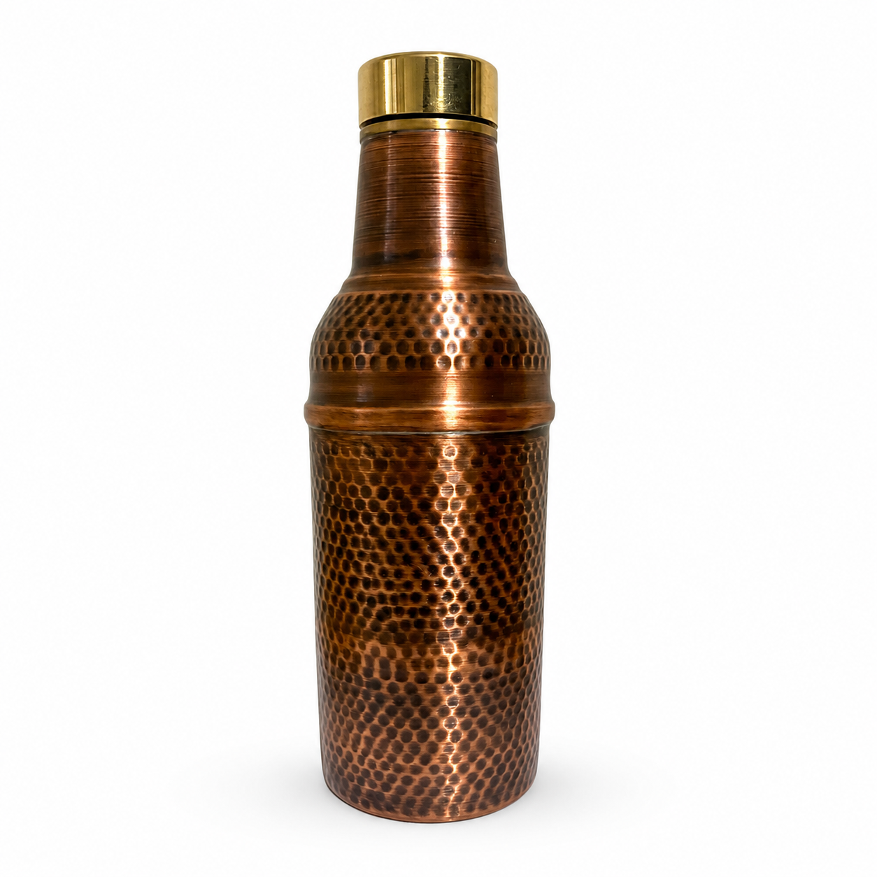 Brass Lid Handcrafted Hammered Copper Bottle Set