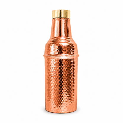 Brass Lid Handcrafted Hammered Copper Bottle Set