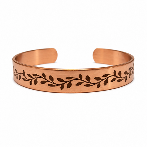Natural Copper Cuff Bracelet - Laser Engraved