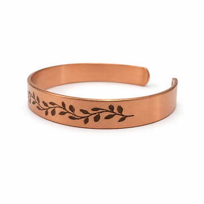 Natural Copper Cuff Bracelet - Laser Engraved
