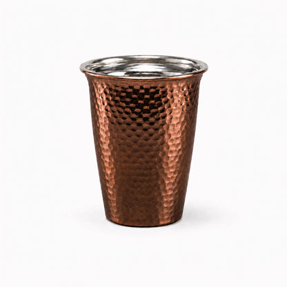 Handcrafted Hammered Copper Cup Set – Tin-Lined Drinking Tumbler