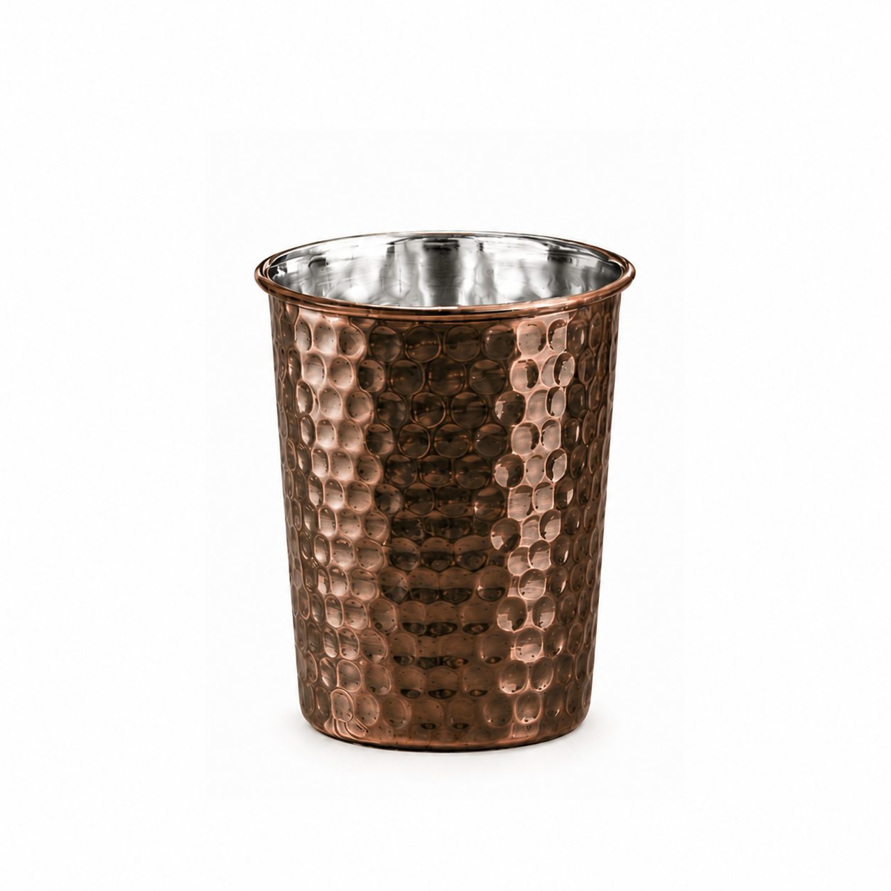 Handcrafted Hammered Copper Cup Set – Tin-Lined Drinking Tumbler