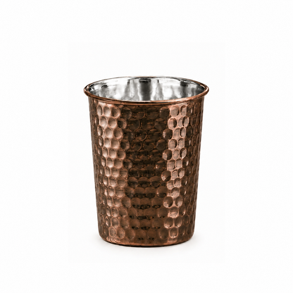 Handcrafted Hammered Copper Cup Set – Tin-Lined Drinking Tumbler