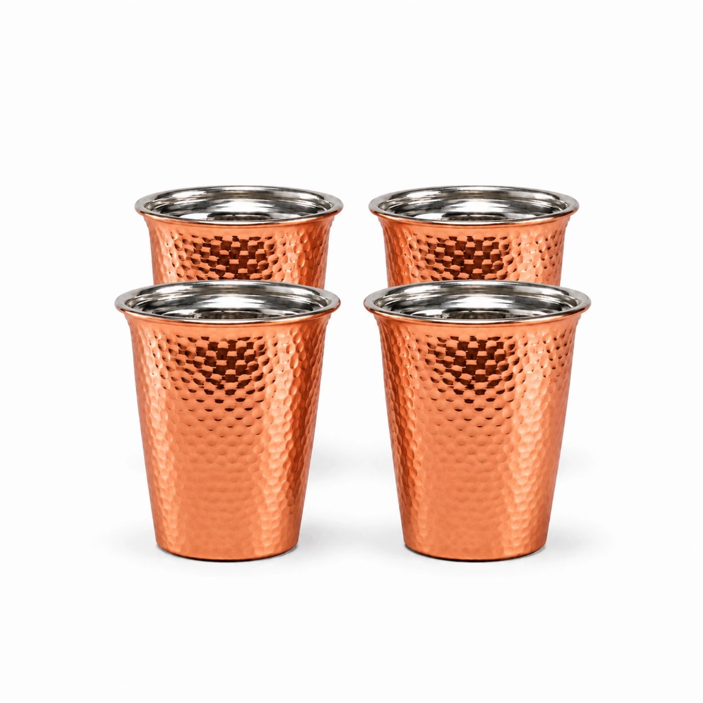 Handcrafted Hammered Copper Cup Set – Tin-Lined Drinking Tumbler