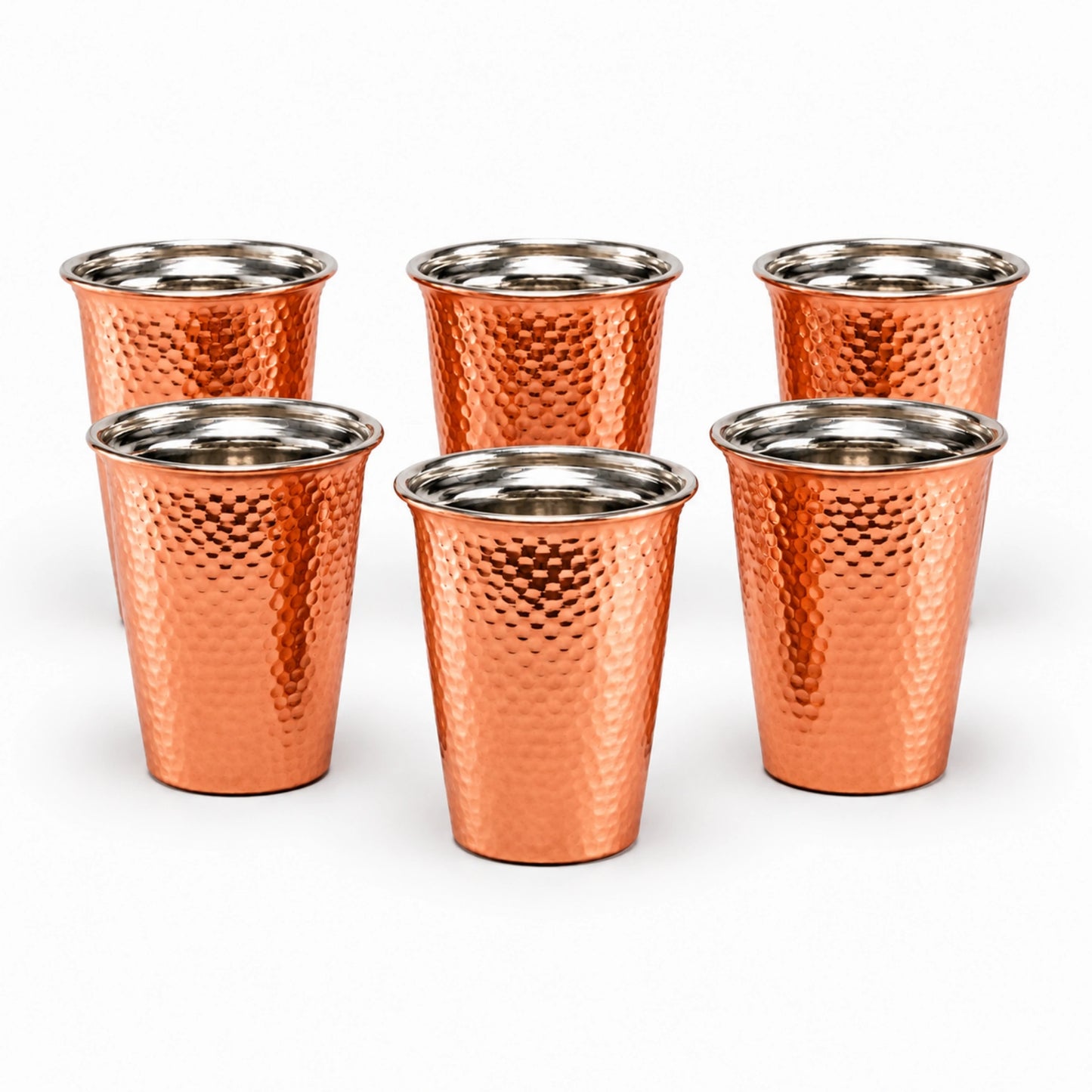 Handcrafted Hammered Copper Cup Set – Tin-Lined Drinking Tumbler