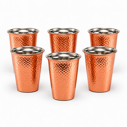 Handcrafted Hammered Copper Cup Set – Tin-Lined Drinking Tumbler