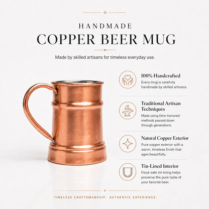 Copper Beer Mug – Tin-Lined, Handcrafted Gift