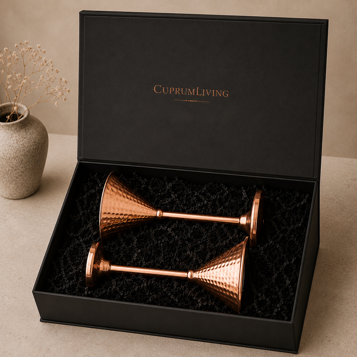 Copper Martini Glass Set of 2 – Handcrafted Home Bar Gift
